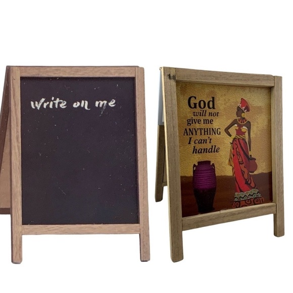 Table Decor Chalkboard African Art Easel Picture Sign Double Sided - Picture 1 of 14